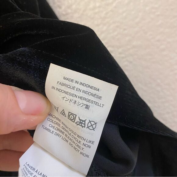 Madewell Velvet Mockneck Tee top blouse Black romantic, goth oversized boho XS - Picture 10 of 11